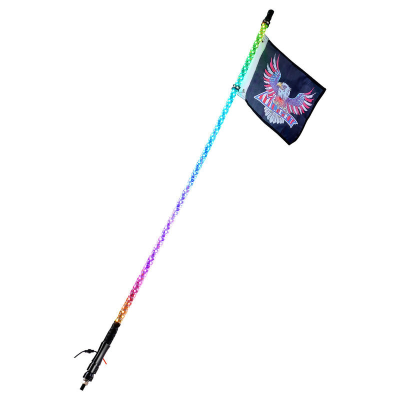 VEVOR LED spirālveida antenas gaisma, 1 gab., 1,2 m, RGB, ar tālvadību un lietotni, piemērota ATV, UTV, RZR