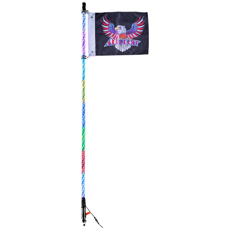 VEVOR LED spirālveida antenas gaisma, 1 gab., 1,2 m, RGB, ar tālvadību un lietotni, piemērota ATV, UTV, RZR