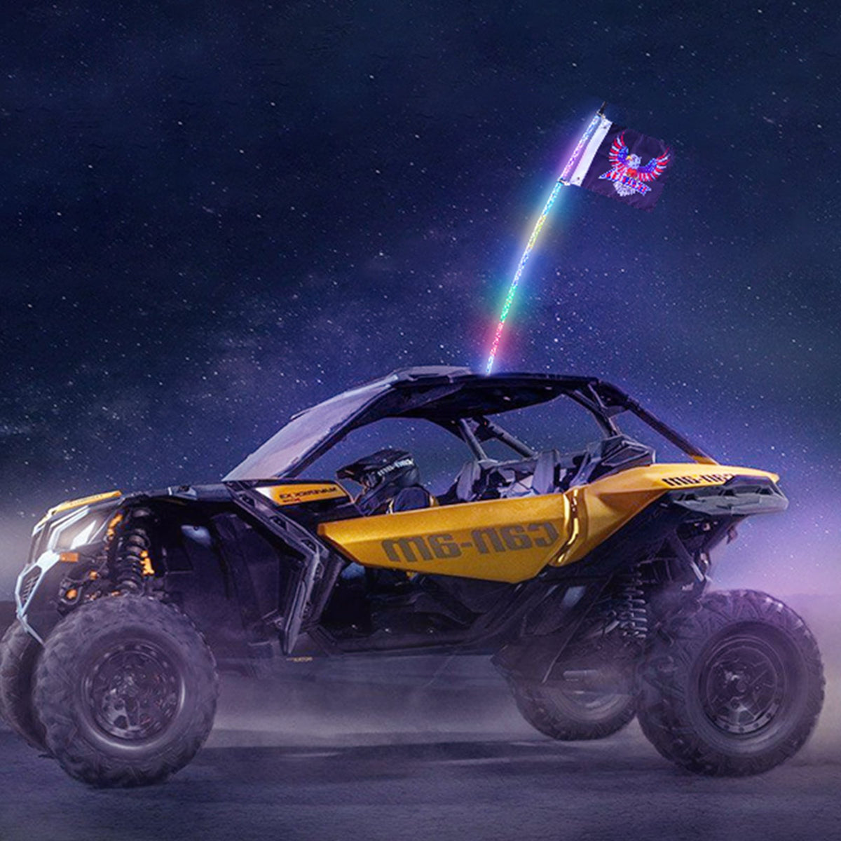 VEVOR LED spirālveida antenas gaisma, 1 gab., 1,2 m, RGB, ar tālvadību un lietotni, piemērota ATV, UTV, RZR