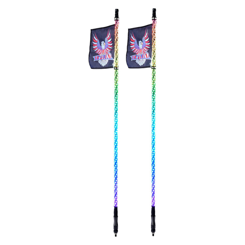 VEVOR LED spirālveida antenas gaismas, 2 gab., 1,2 m, RGB, ar tālvadību un lietotni, piemērotas ATV, UTV, RZR