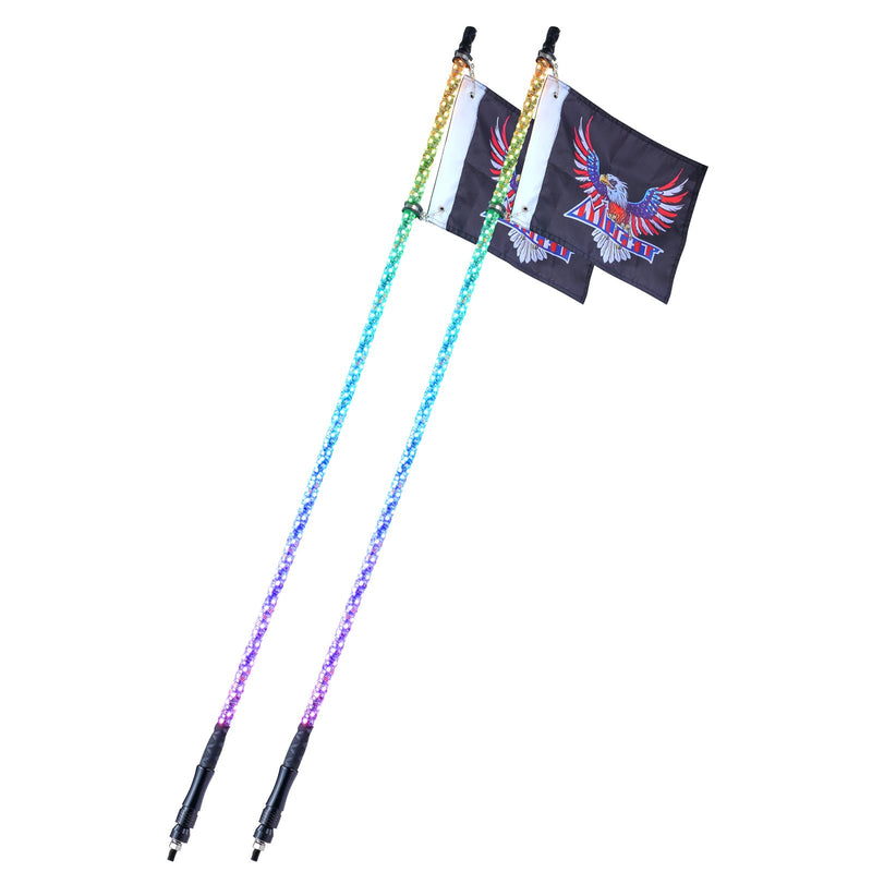 VEVOR LED spirālveida antenas gaismas, 2 gab., 1,5 m, RGB, ar tālvadību un lietotni, piemērotas ATV, UTV, RZR