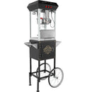 VEVOR popkorna aparāts ar ratiņiem 850 W, 8 oz katls līdz 48 porcijām vienā ciklā, ar rūdīta stikla korpusu un 4 piederumiem, kino stila, melns - ZEMLETES.LV