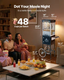 Popkorna mašīna ar ratiņiem, 0,2 kg nerūsējošā tērauda katls, 800 W, 48 porcijas, stikla sienas, PC durvis, melna