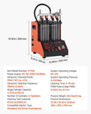 VEVOR degvielas iesmidzinātāju tīrītājs un testētājs, 9 testa režīmi, 4 cilindru 28 kHz ultraskaņas tīrīšanas iekārta, automobiļu iesmidzinātāju tīrīšanas ierīce ar drenāžas vārstu un 12 V darba spriegumu automašīnām un motocikliem