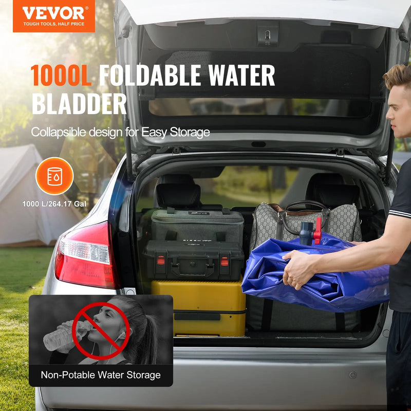 Pārnēsājama ūdens uzglabāšanas tvertne 1000 l, 1000D PVC, salokāma