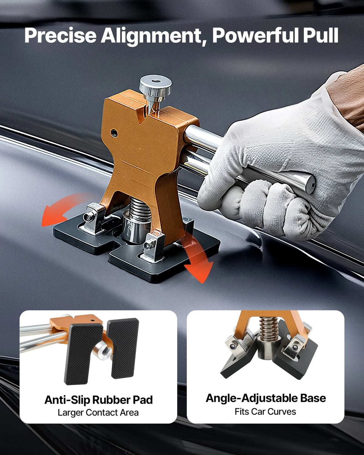 VEVOR 61-Piece Paintless Dent Removal Kit with Gold Lifter, Slide Hammer, T-Bar and Glue Gun for Car, Fridge and Door Dent Repair