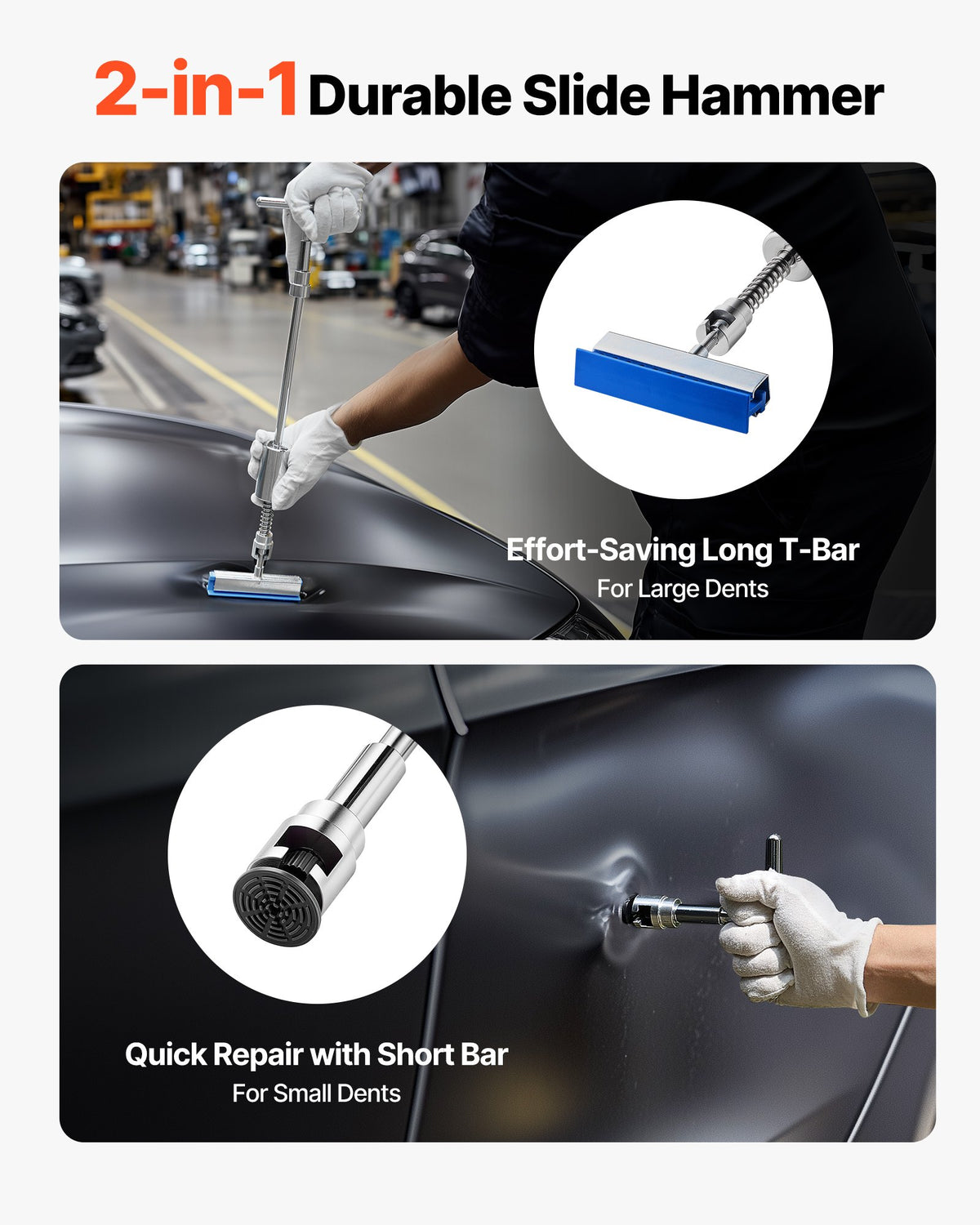 VEVOR 100 Pcs Paintless Dent Removal Kit with Gold Lifter, Bridge Puller, T-Shaped Hammer, Glue Gun and Accessories for Car Body, Refrigerator and Door Dent Repair