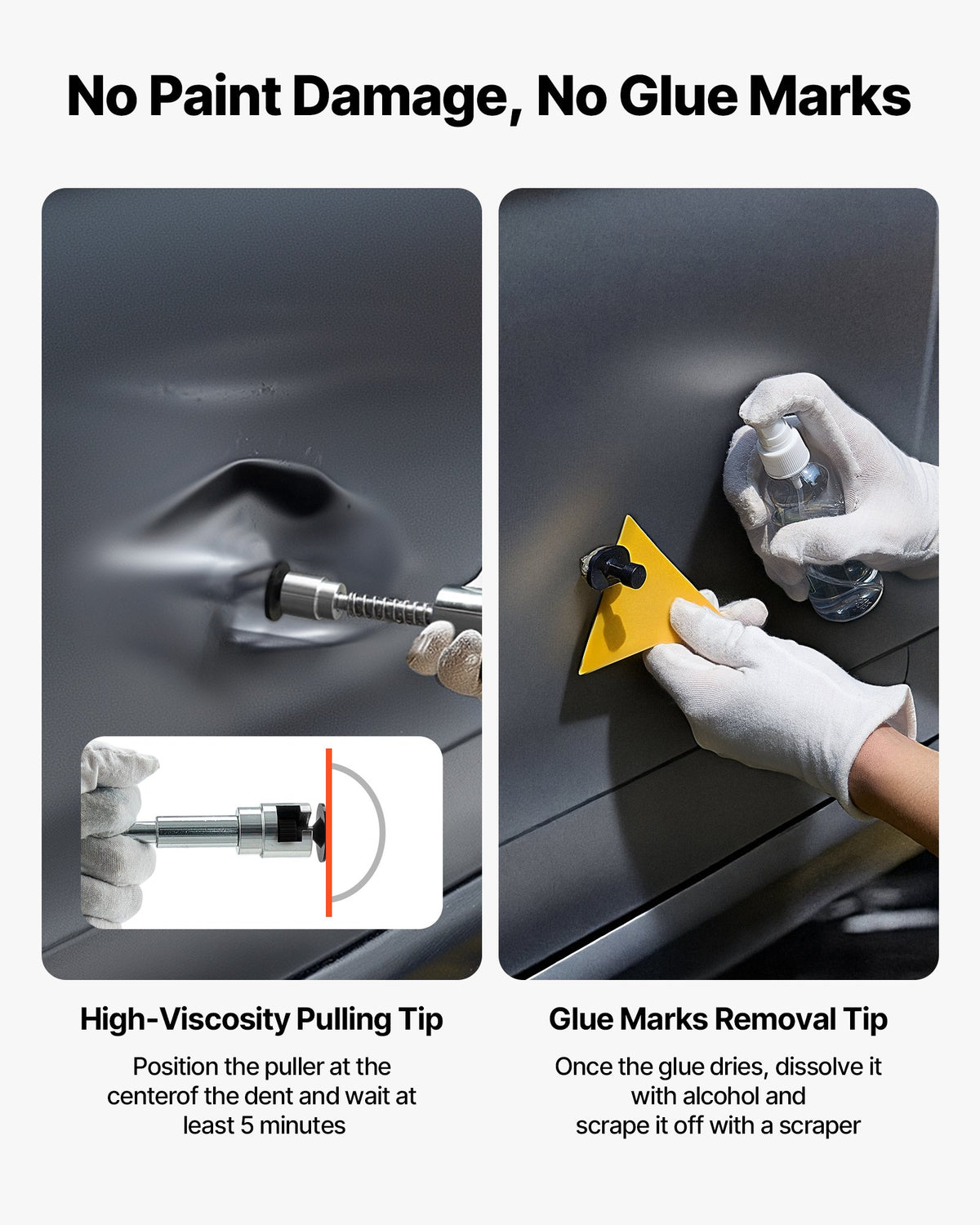 VEVOR 100 Pcs Paintless Dent Removal Kit with Gold Lifter, Bridge Puller, T-Shaped Hammer, Glue Gun and Accessories for Car Body, Refrigerator and Door Dent Repair