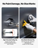 100 gab. bezkrāsas iedobumu novēršanas komplekts ar zelta pacēlāju, tilta vilcēju, T-veida āmuru, līmes pistoli un piederumiem automašīnu virsbūvju, ledusskapju un durvju iedobumu remontam