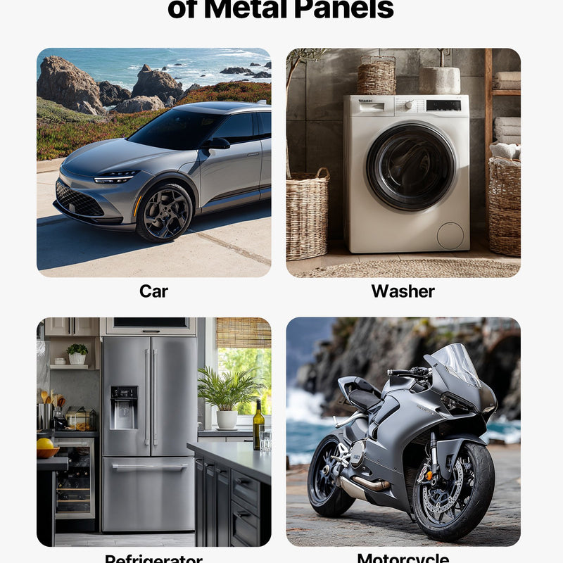 100 gab. bezkrāsas iedobumu novēršanas komplekts ar zelta pacēlāju, tilta vilcēju, T-veida āmuru, līmes pistoli un piederumiem automašīnu virsbūvju, ledusskapju un durvju iedobumu remontam