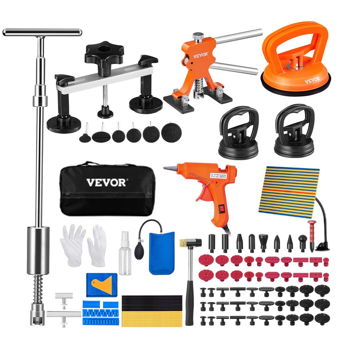 VEVOR 107-Piece Car Body Dent Repair Tool Kit, Auto Body Dent Puller, Bridge Lifter, Paintless Hail Damage Repair Set