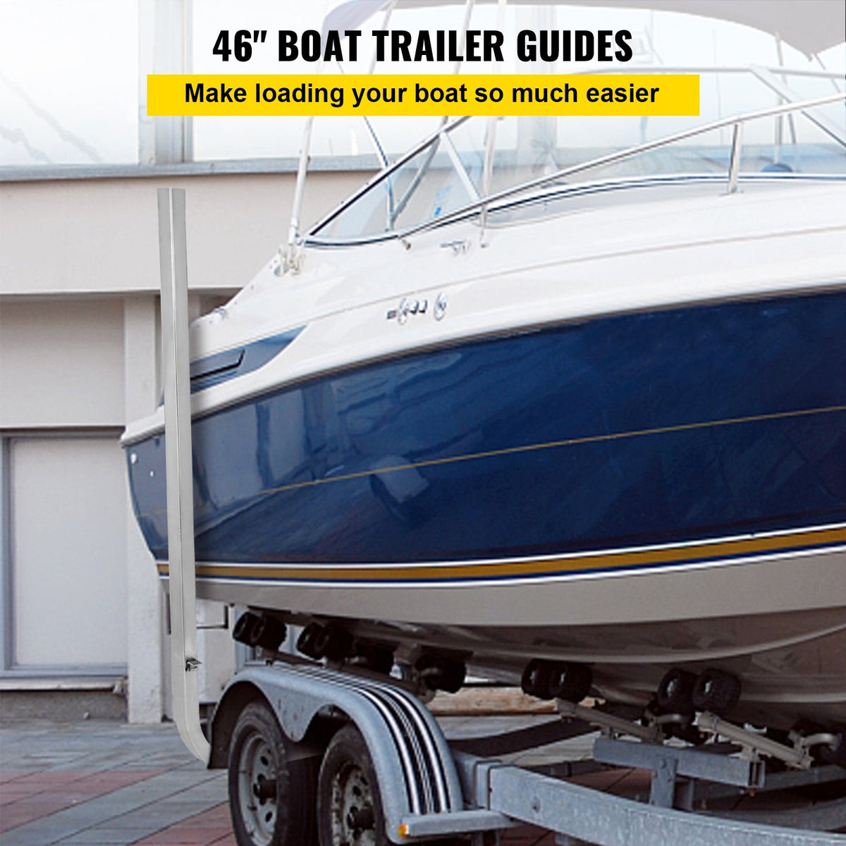 Boat Trailer Guides, 117 cm, Pair of Aluminium Guides, Stainless Steel with Adjustable Width, Mounting Hardware Included, Suitable for Jet Ski, Fishing and Sailing Boat Trailers