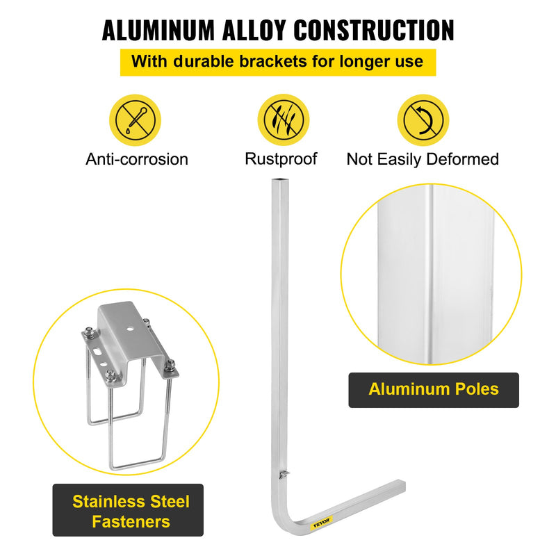 Laivu piekabes vadotnes, 117 cm, viens pāris alumīnija vadotņu, nerūsējošas ar regulējamu platumu, komplektā stiprinājumi, piemērotas ūdensslēpju, makšķerēšanas un buru laivu piekabēm