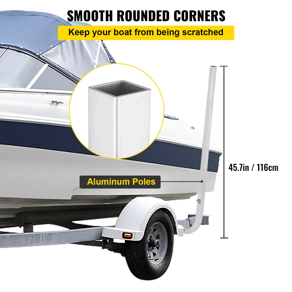 Boat Trailer Guides, 117 cm, Pair of Aluminium Guides, Stainless Steel with Adjustable Width, Mounting Hardware Included, Suitable for Jet Ski, Fishing and Sailing Boat Trailers