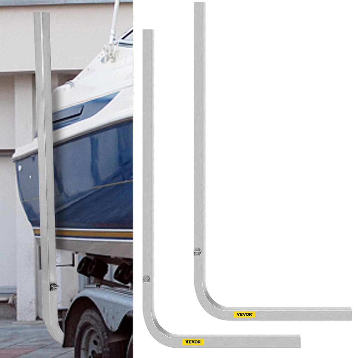 Boat Trailer Guides, 117 cm, Pair of Aluminium Guides, Stainless Steel with Adjustable Width, Mounting Hardware Included, Suitable for Jet Ski, Fishing and Sailing Boat Trailers