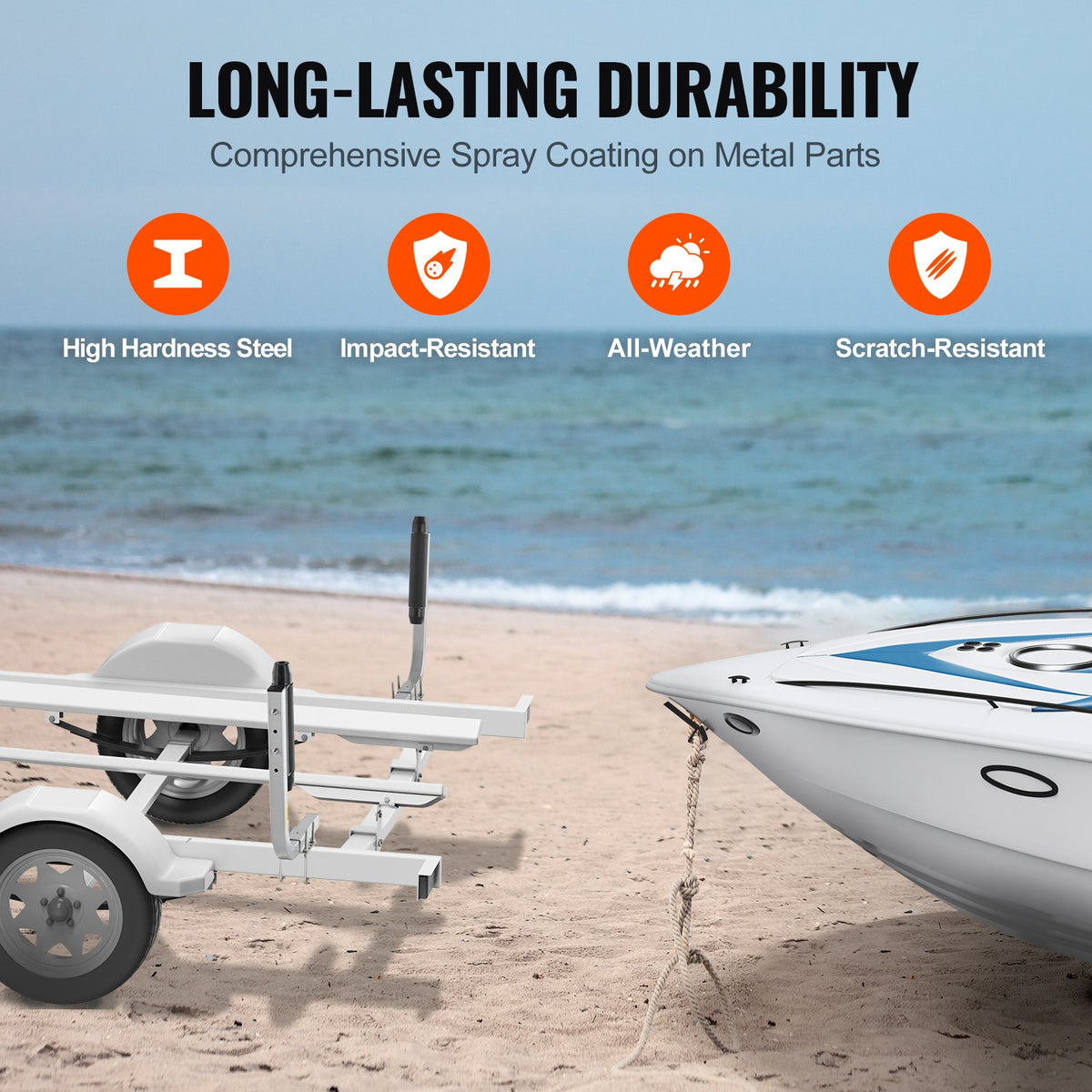 VEVOR Boat Trailer Guides, 52 cm Adjustable Design, 2 pcs, Galvanised Steel, with Rollers