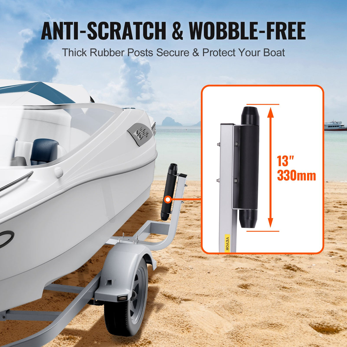 VEVOR Boat Trailer Guides, 52 cm Adjustable Design, 2 pcs, Galvanised Steel, with Rollers