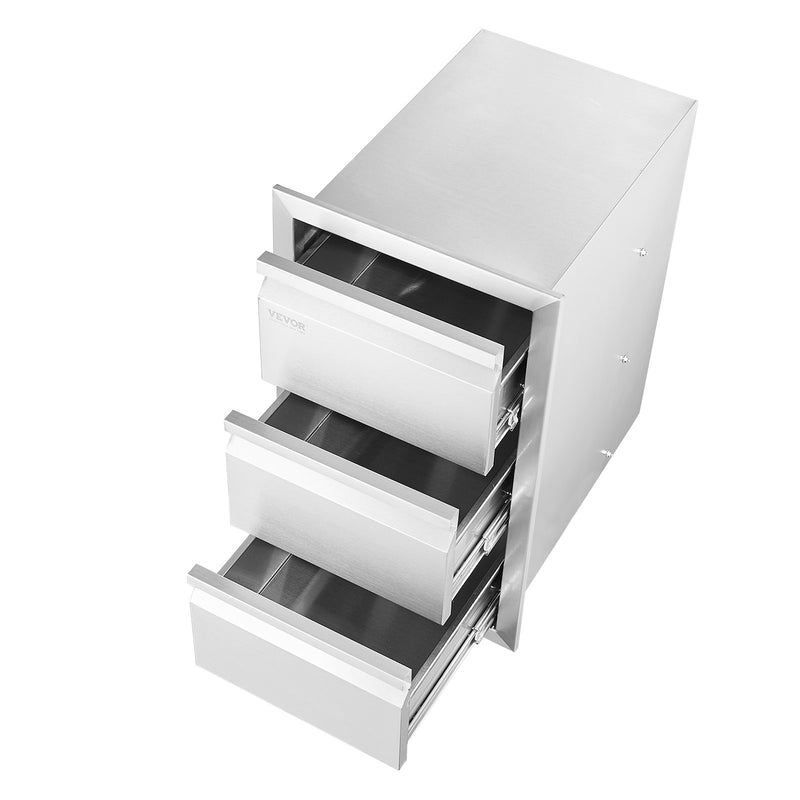 VEVOR Trīskāršs Piekļuves Atvilktņu Bloks Āra Virtuvei, Nerūsējošais Tērauds 201, 48 x 66 cm