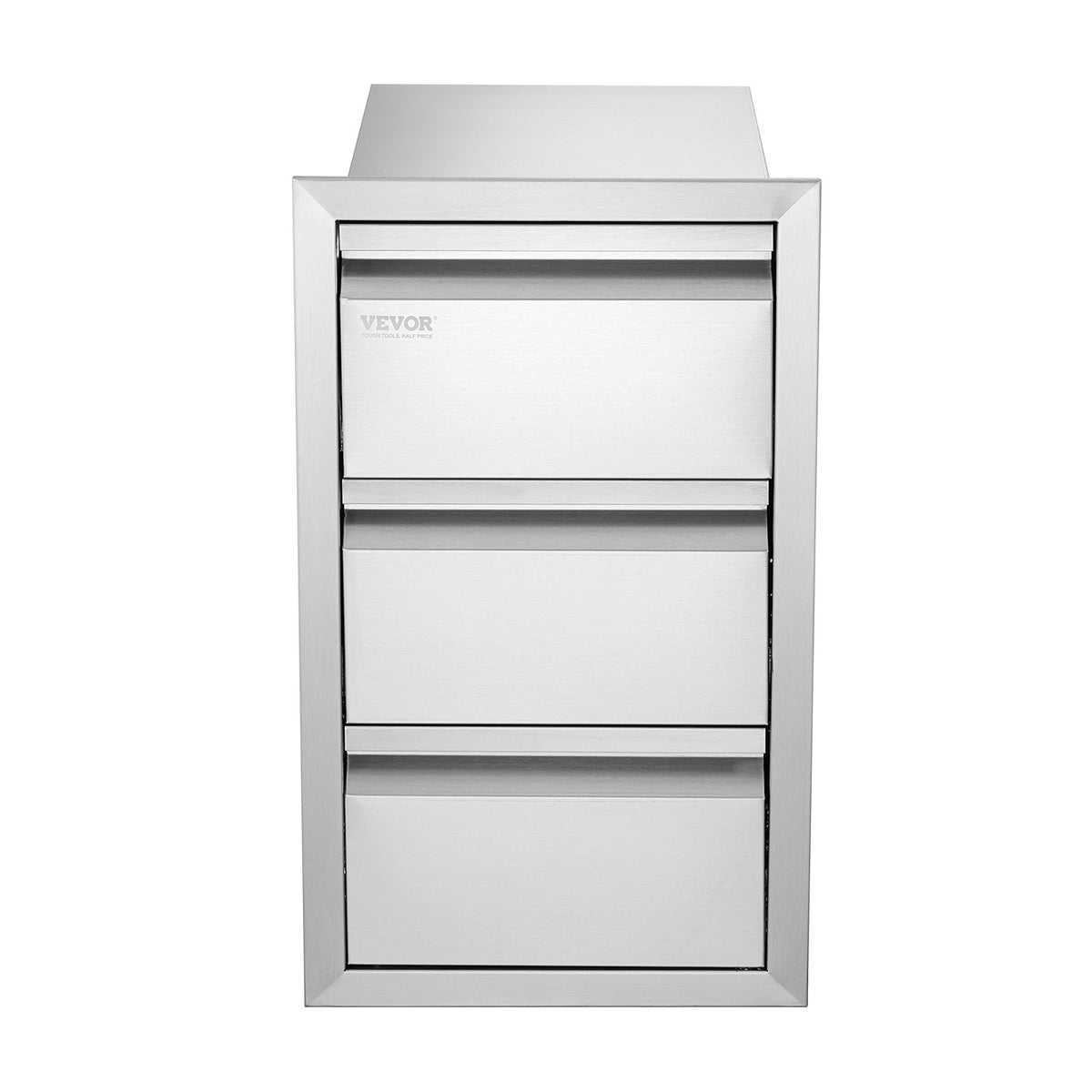 VEVOR Triple Access Drawer, 201 Stainless Steel, for Outdoor Kitchen or BBQ Island, 483 × 660 mm