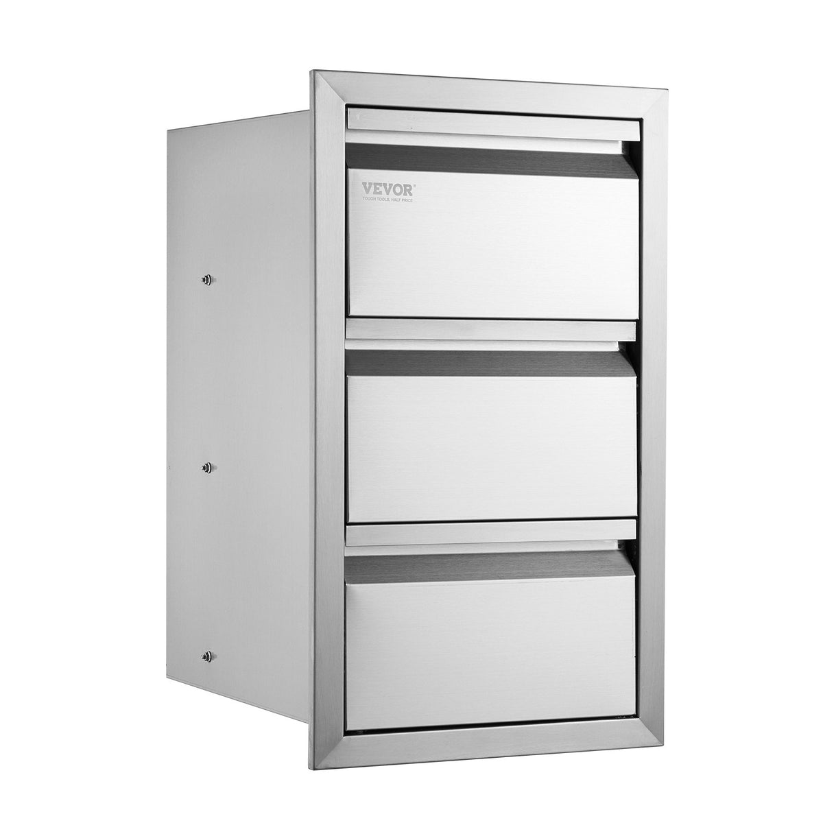 VEVOR Triple Access Drawer, 201 Stainless Steel, for Outdoor Kitchen or BBQ Island, 483 × 660 mm
