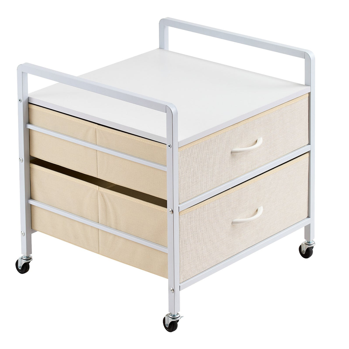 VEVOR mini ledusskapja statīvs ar 2 atvilktnēm, 80 kg, balts