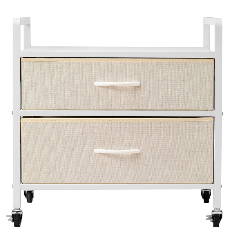 VEVOR Mini ledusskapja statīvs ar uzglabāšanu, 80 kg, balts, 2 atvilktnes