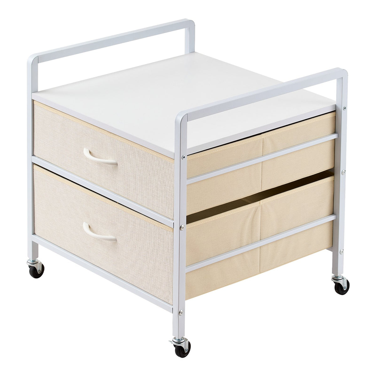 VEVOR mini ledusskapja statīvs ar 2 atvilktnēm, 80 kg, balts
