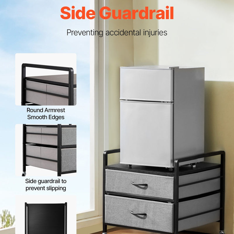 VEVOR Mini ledusskapja statīvs ar uzglabāšanu un 2 atvilktnēm, 80 kg, pelēks