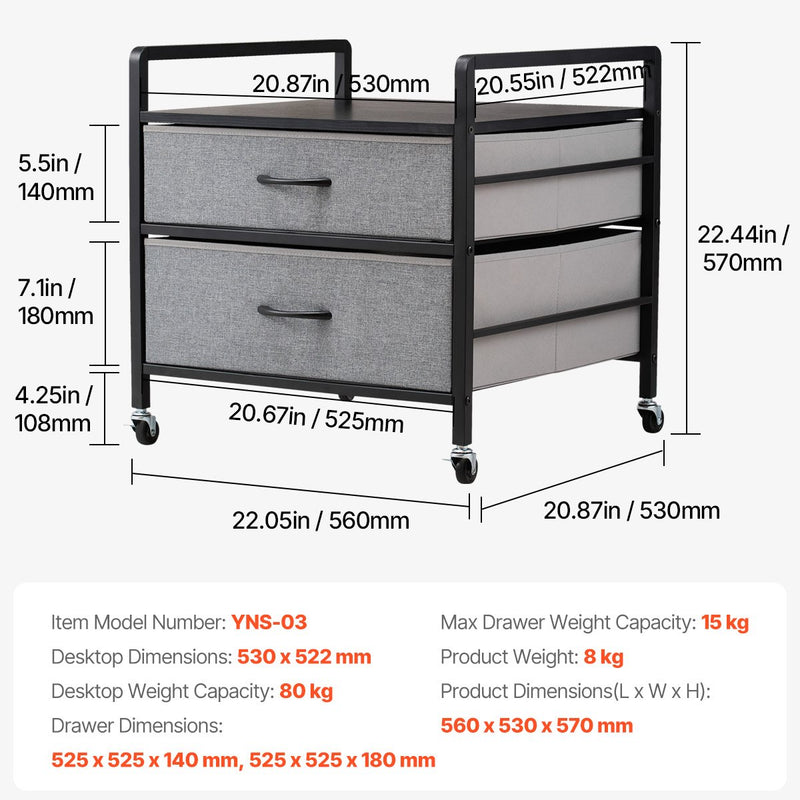 VEVOR Mini ledusskapja statīvs ar uzglabāšanu un 2 atvilktnēm, 80 kg, pelēks