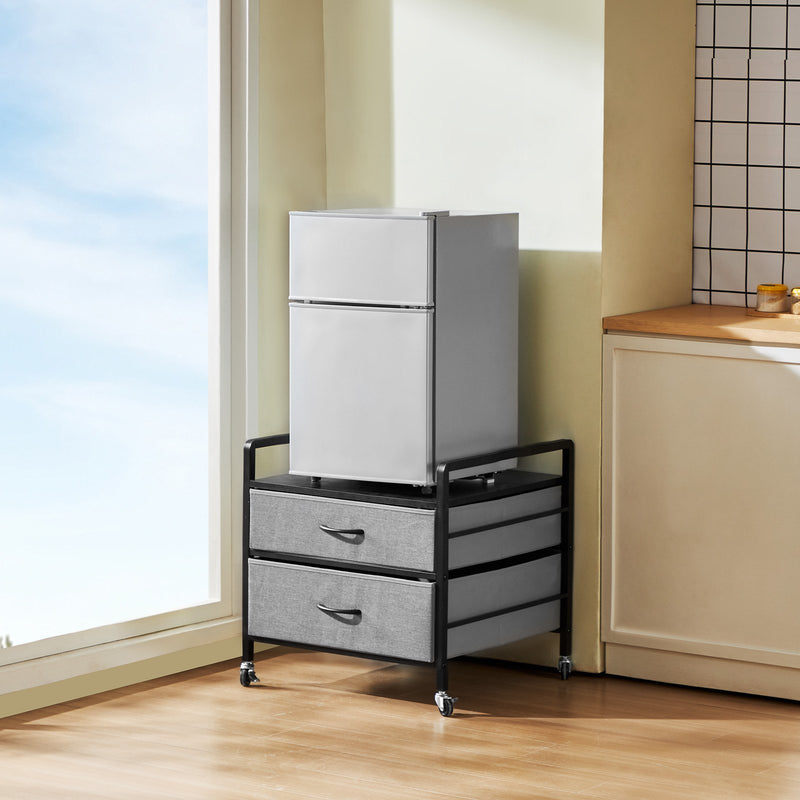 VEVOR Mini ledusskapja statīvs ar uzglabāšanu un 2 atvilktnēm, 80 kg, pelēks