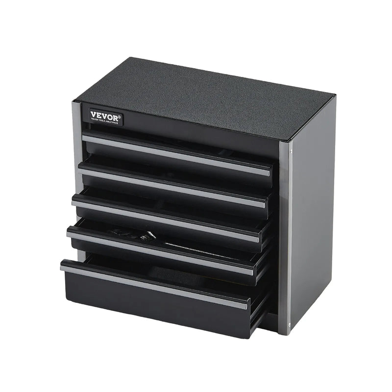 VEVOR 22 cm metāla instrumentu kaste ar 5 atvilktnēm, pārnēsājama tērauda kaste ar EVA ieliktņiem un PP kājiņām, izturīgs lodīšu gultņu mehānisms un pulverkrāsas pārklājums, melna