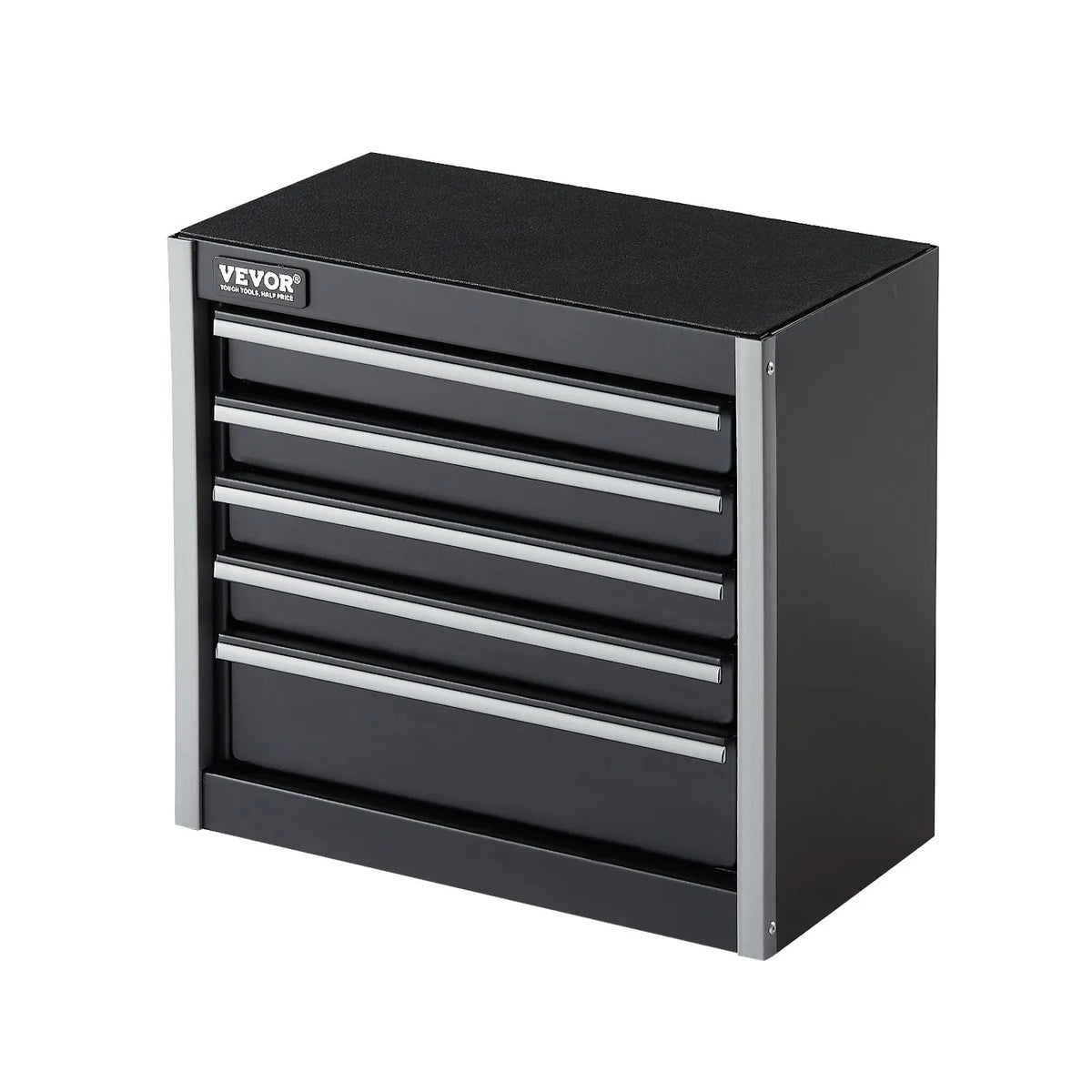 VEVOR Metal Tool Box 220 mm with 5 Drawers, Ball Bearing Slides, EVA Inserts, Black