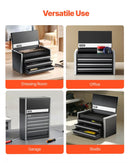 VEVOR 21,8 cm pārnēsājamā metāla instrumentu kaste ar 3 atvilktnēm, tērauda korpuss ar lodīšu gultņu mehānismu, EVA ieliktņiem un PP kājiņām, pulverkrāsas pārklājums, melna