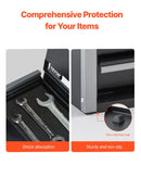 VEVOR 21,8 cm pārnēsājamā metāla instrumentu kaste ar 3 atvilktnēm, tērauda korpuss ar lodīšu gultņu mehānismu, EVA ieliktņiem un PP kājiņām, pulverkrāsas pārklājums, melna