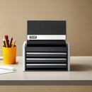 VEVOR 21,8 cm pārnēsājamā metāla instrumentu kaste ar 3 atvilktnēm, tērauda korpuss ar lodīšu gultņu mehānismu, EVA ieliktņiem un PP kājiņām, pulverkrāsas pārklājums, melna