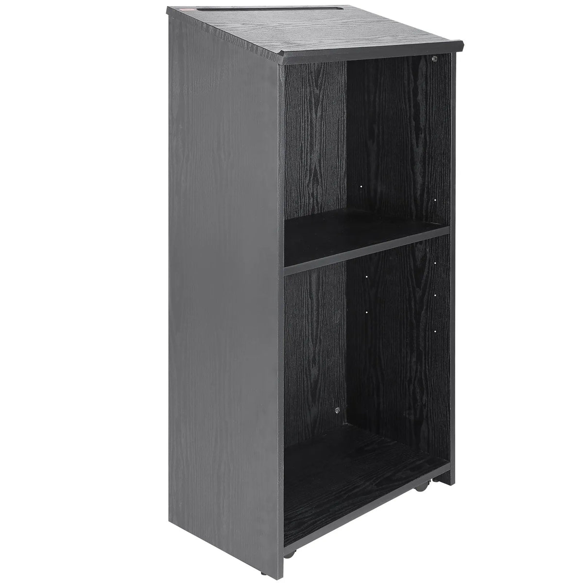 VEVOR wooden workbench with 4 casters, 119 cm, storage shelves and sloped work surface, black