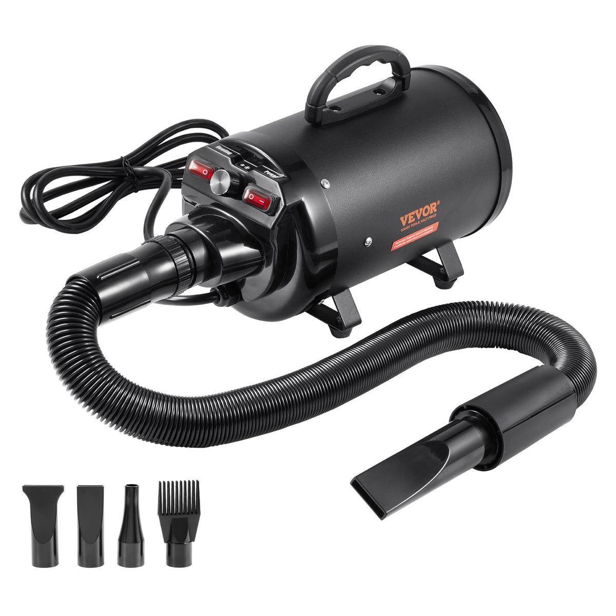 VEVOR Dog Dryer 2000 W with Adjustable Speed and Temperature, 4 Nozzles