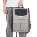 VEVOR Kaķu pārnēsājamais būris ar riteņiem, teleskopisko rokturi un plecu siksnu, līdz 8,2 kg, ar saliekamu bļodu, pelēks