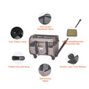 VEVOR Kaķu pārnēsājamais būris ar riteņiem, apstiprināts lidojumiem, ar teleskopisko rokturi un plecu siksnu, līdz 10 kg, ar saliekamu bļodu, pelēks