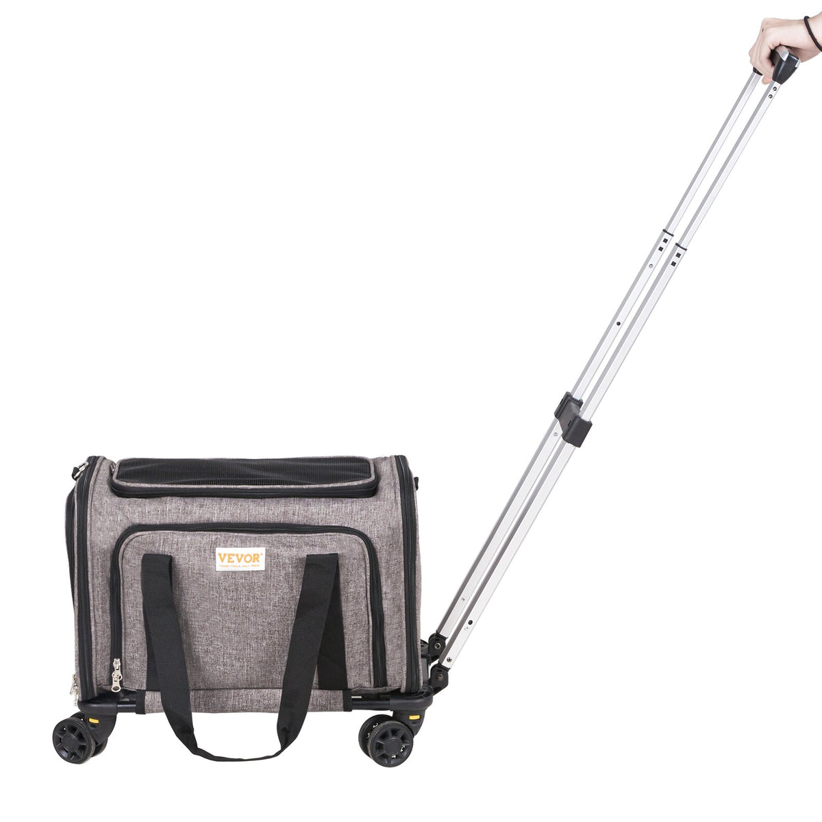 VEVOR kasside transpordikott ratastel ja teleskoopkäepidemega, lennukisse lubatud, kuni 11,3 kg, hall