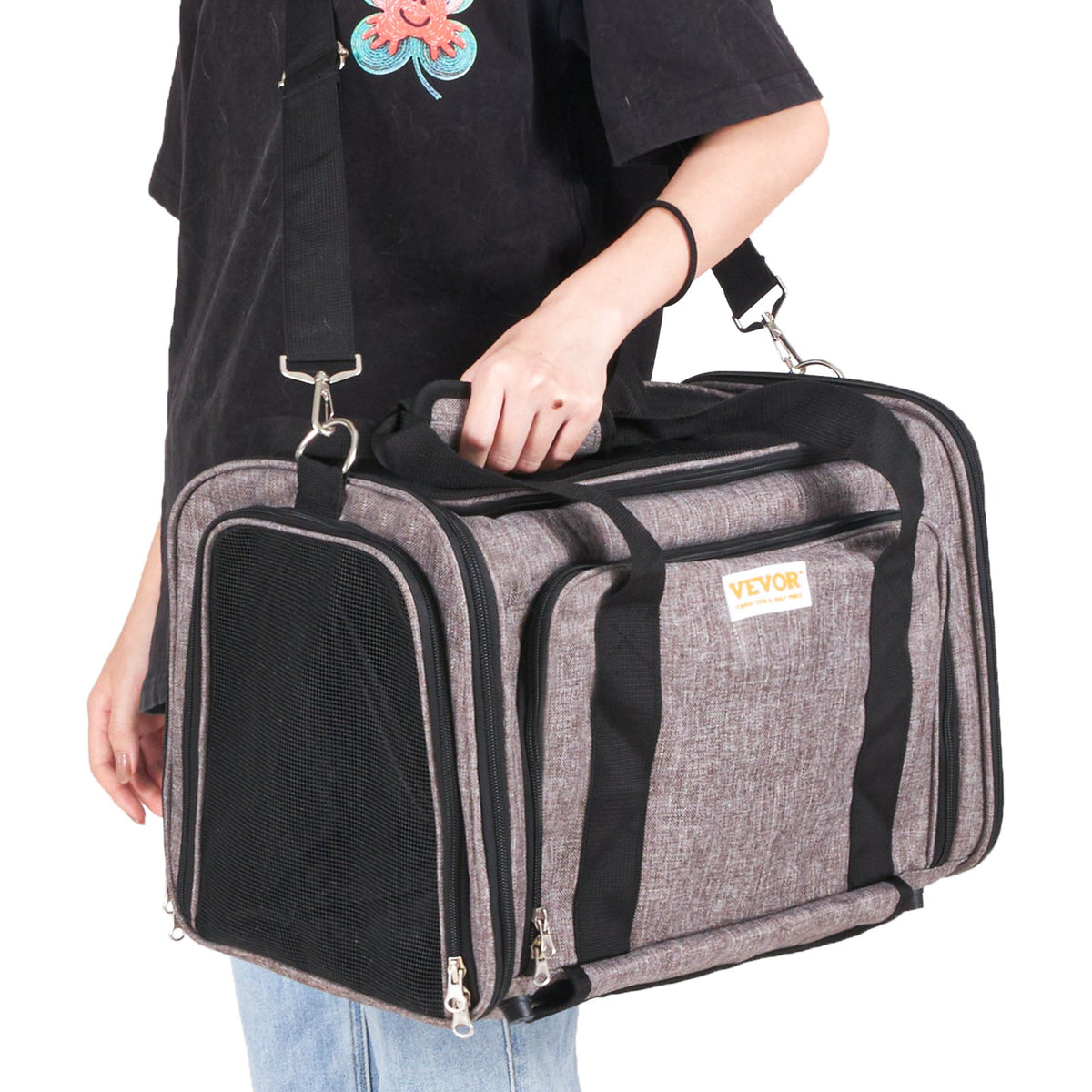 VEVOR kasside transpordikott ratastel ja teleskoopkäepidemega, lennukisse lubatud, kuni 11,3 kg, hall