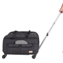 VEVOR Ratiņsomā pārvietojams mājdzīvnieku pārnēsājamais būris ar teleskopisko rokturi un plecu siksnu, līdz 15,9 kg, ar saliekamu bļodu, melns