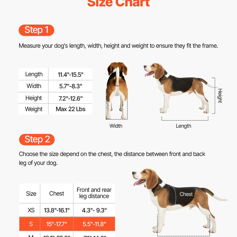 VEVOR suņu ratiņi aizmugurējām kājām, regulējami 2 riteņi, viegls suņu ratiņš ar triecienus absorbējošiem riteņiem, mobilitātes atbalsts invalīdiem un traumētiem suņiem līdz 10 kg, maziem suņiem