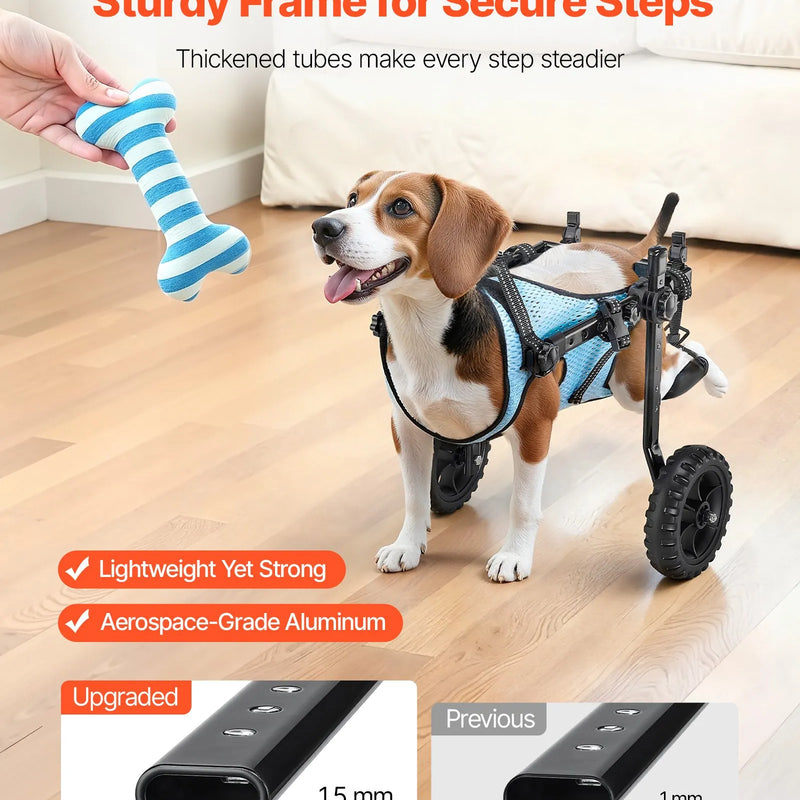 VEVOR suņu ratiņi aizmugurējām kājām, regulējami 2 riteņi, viegls suņu ratiņš ar triecienus absorbējošiem riteņiem, mobilitātes atbalsts invalīdiem un traumētiem suņiem līdz 10 kg, maziem suņiem