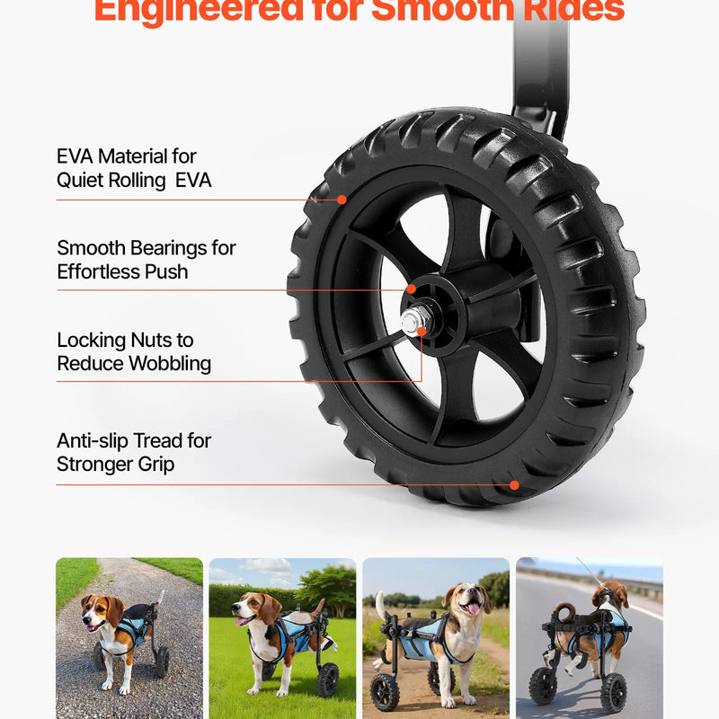 VEVOR suņu ratiņi aizmugurējām kājām, regulējami 2 riteņi, viegls suņu ratiņš ar triecienus absorbējošiem riteņiem, mobilitātes atbalsts invalīdiem un traumētiem suņiem līdz 10 kg, maziem suņiem
