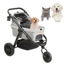 VEVOR Mājdzīvnieku rati, 3 PU riteņi suņu rati ar bremzēm, 34 kg kravnesība, kucēnu rati ar mājdzīvnieku spilvenu, uzglabāšanas grozu un ārējo kausa turētāju, piemēroti maziem līdz vidējiem suņiem, pelēki