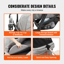 VEVOR Mājdzīvnieku rati, 3 PU riteņi suņu rati ar bremzēm, 34 kg kravnesība, kucēnu rati ar mājdzīvnieku spilvenu, uzglabāšanas grozu un ārējo kausa turētāju, piemēroti maziem līdz vidējiem suņiem, pelēki