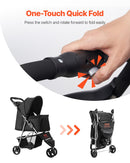 VEVOR Saliekams mājdzīvnieku ratiņkrēsls ar 3 riteņiem un bremzi, līdz 15,9 kg