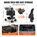 VEVOR mājdzīvnieku ratiņi ar 4 riteņiem un bremzēm, kravnesība līdz 16 kg, suņu/kaķu ratiņi ar noņemamu pārnēsājamo grozu, uzglabāšanas grozu un dzērienu turētāju, piemēroti ceļošanai, melni/tumši pelēki