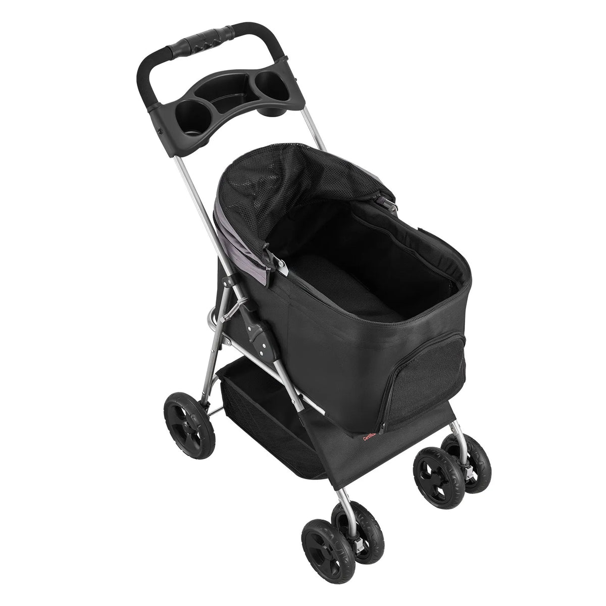 VEVOR Foldable Pet Stroller with 4 Wheels, Removable Carrier and Mesh Windows, Up to 16 kg